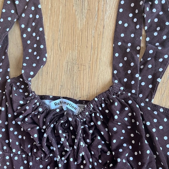 Brown Polka Dot Reformation Mini Dress - Picture 5 of 5